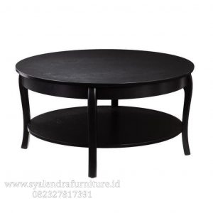 Coffe Table Bundar Finish Hitam Modern